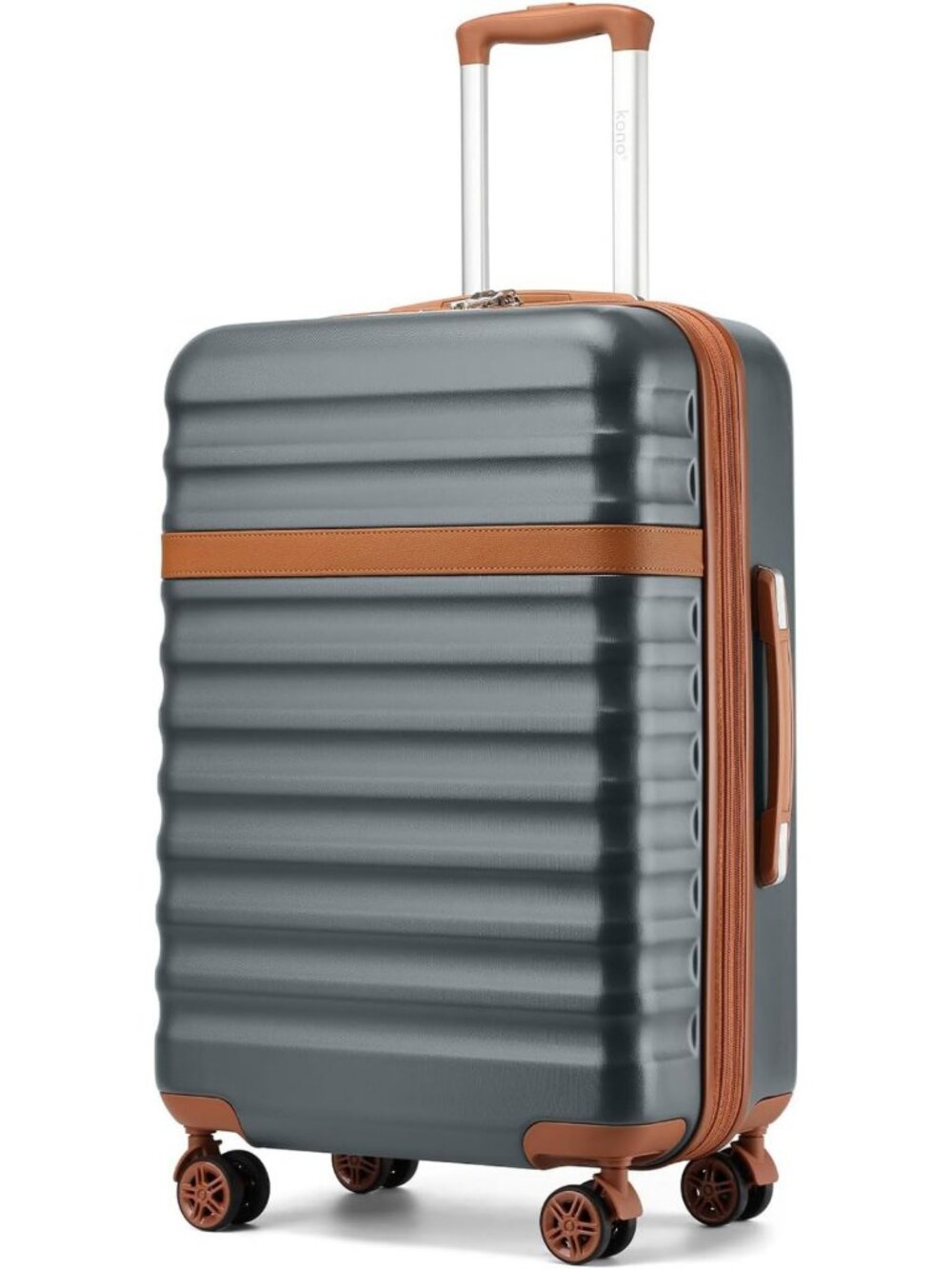 Expandable 24" Checked Luggage Spinner with TSA Lock - Durable ABS+PC, Grey
